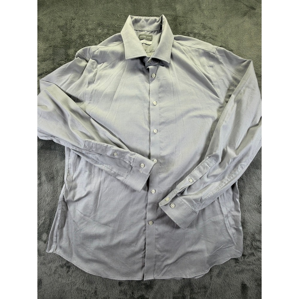 Michael Kors Mens Airsoft Stretch Dress Shirt Grey Slim Fit 17 34/35 WrinkleFree